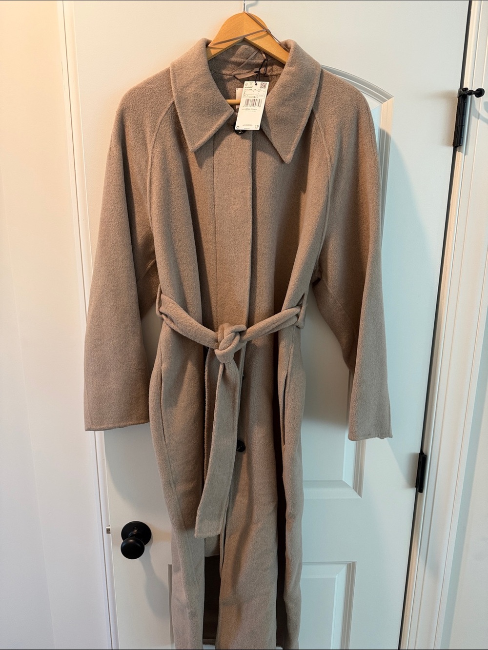 Mango Wool Blend Taupe Belted Trench Coat
